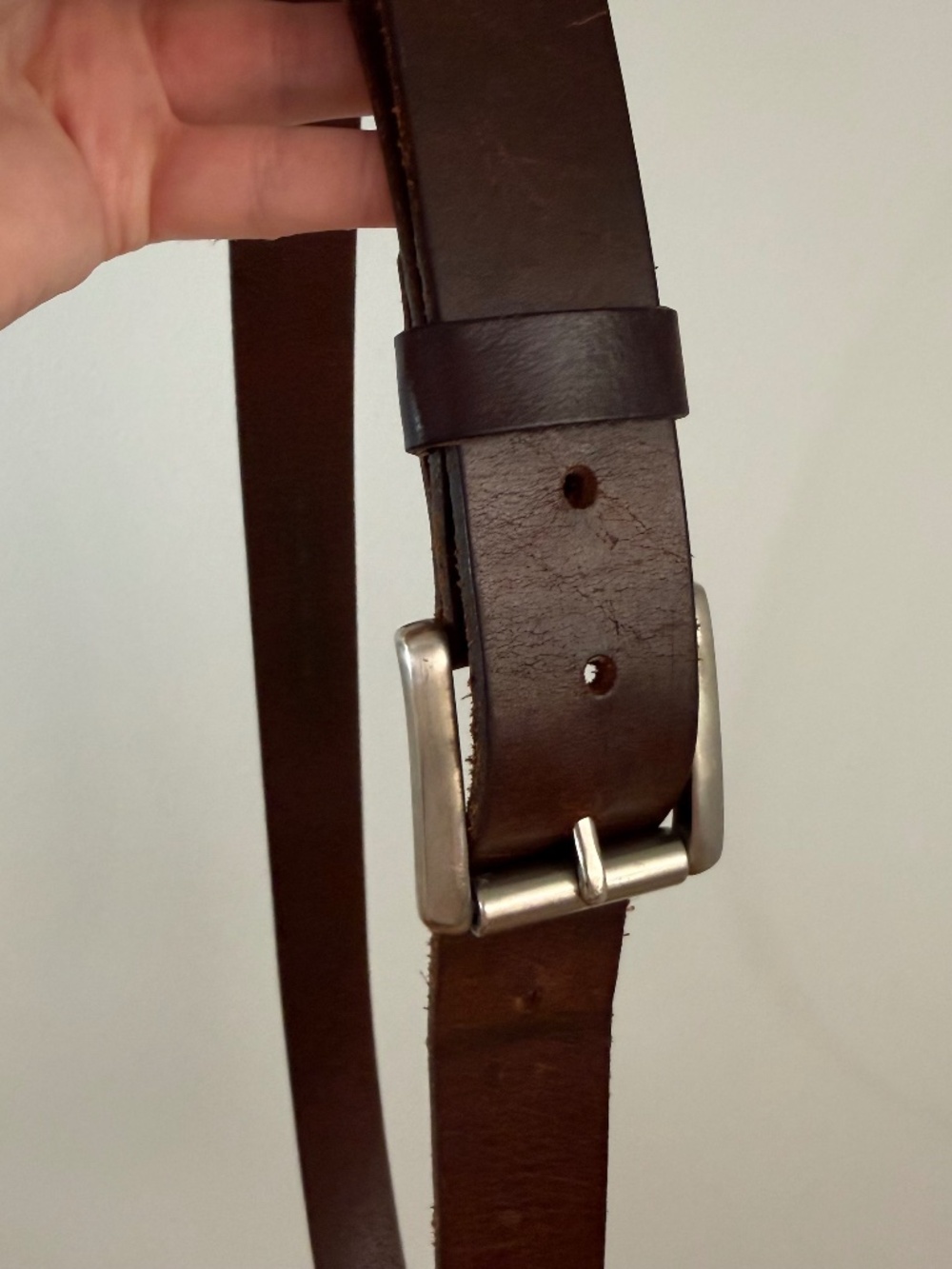 Leather belt brown unisex 55 inches length